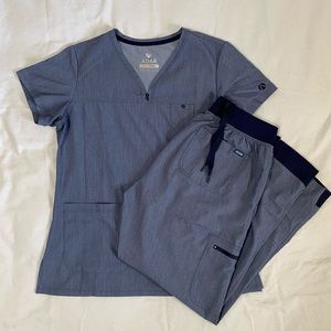 Adar Heathered Solid Scrub Set